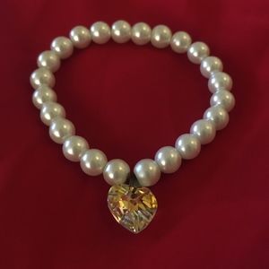 White Crystal Heart Bracelet